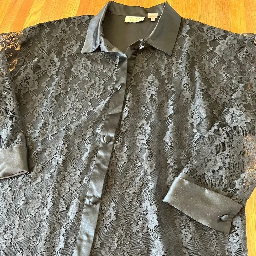 Vintage Black Long Sleeve Lace Shirt Dress